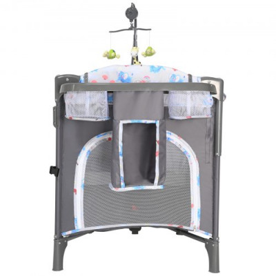 VEVOR Cama para Bebé Carga de 35 kg Cuna de Colecho Plegable Cama Sombrilla con Cambiador Ruedas Mosquitera Transpirable Juguetes Cama Supletoria con Apertura Lateral con Accesorios para Recién Nacido