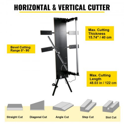 VEVOR Cortador de Alambre Caliente 360 °C 220 V Longitud de Corte 122 cm Máquina Corte de Espuma de Poliestireno con Soporte 200x35x15 cm Mesa de Trabajo de Corte de Espuma Corte Horizontal y Vertical