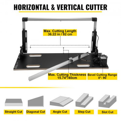 VEVOR Cortador de Alambre Caliente 360 °C Longitud de Corte 92 cm Máquina Corte de Espuma de Poliestireno Horizontal y Vertical 220 V Marcado Láser 130 x 35 x 15 cm Mesa de Trabajo de Corte de Espuma