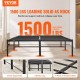 Koop Tweepersoonsbedframe 196x142x36 cm massieve metalen structuur belasting van 680 kg metalen bed opbergruimte onder het bed stil glijden eenvoudige montage voor thuis, zwart