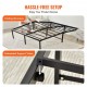 Buy Double Bed Frame 196x142x36 cm Solid Metal Structure Load 680 kg Metal Bed Storage Space Under Bed Silent Gliding Easy Assembly for Home, Black