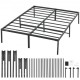 Buy Double Bed Frame 196x142x36 cm Solid Metal Structure Load 680 kg Metal Bed Storage Space Under Bed Silent Gliding Easy Assembly for Home, Black