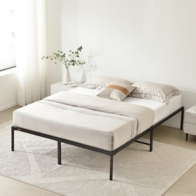 VEVOR Marco de Cama Doble 160x208,5x36 cm Estructura Sólida de Metal Carga de 680 kg Cama Metálica Espacio de Almacenamiento Debajo de Cama Deslizamiento Silencioso Montaje Fácil para Casa, Negro