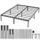 Buy Double Bed Frame 160x208.5x36 cm Solid Metal Structure Load 680 kg Metal Bed Storage Space Under Bed Silent Gliding Easy Assembly for Home, Black