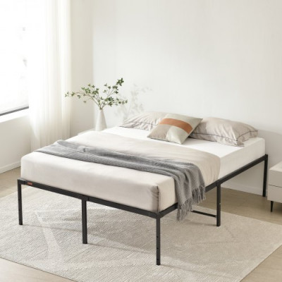 VEVOR Marco de Cama Doble 160 x 208 x 46 cm Estructura Sólida de Metal Carga de 680 kg Cama Metálica Espacio de Almacenamiento Debajo de Cama Deslizamiento Silencioso Montaje Fácil para Casa, Negro