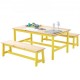 Comprar 1 Mesa Infantil con 2 Bancos 1067x575x482 mm y 915x235x280 mm Conjunto de Muebles Infantiles Bandeja Fácil de Limpiar para Estudiar Comer Jugar Leer Guardería Dormitorio Infantil de 2 a 8 Años