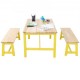 Comprar 1 Mesa Infantil con 2 Bancos 1067x575x482 mm y 915x235x280 mm Conjunto de Muebles Infantiles Bandeja Fácil de Limpiar para Estudiar Comer Jugar Leer Guardería Dormitorio Infantil de 2 a 8 Años