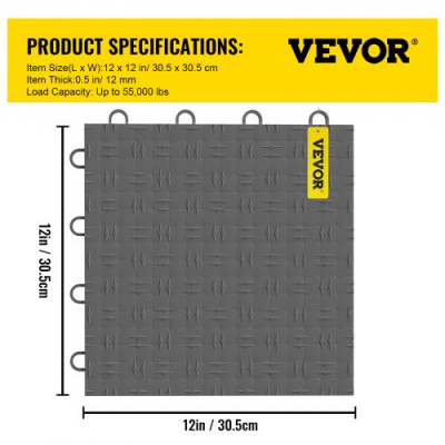 VEVOR Azulejos de garaje entrelazados para suelos de garaje, 12.0 x 12.0 in, paquete de 25 grafito