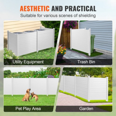 VEVOR Panel de Protección Exterior 127x127 cm Kit de Valla de Jardín Horizontal 4 Paneles de Privacidad con Estacas de Metal, Accesorios para Suelos Blandos, Aire Acondicionado Oculto, Botes de Basura