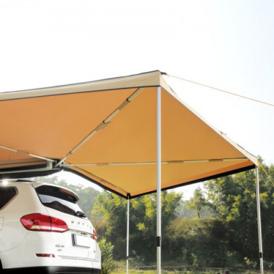 VEVOR Toldo Retráctil para Coche 270° 2,5 m Toldo Lateral para Coche PU3000 mm UV50+ Resistente al Sol/Agua/Viento con Bolsa de Almacenamiento Toldo Lateral/Trasero para Camiones SUV Furgonetas