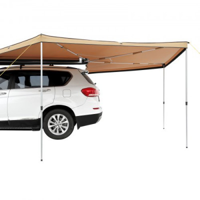 VEVOR Toldo Retráctil para Coche 270° 2,5 m Toldo Lateral para Coche PU3000 mm UV50+ Resistente al Sol/Agua/Viento con Bolsa de Almacenamiento Toldo Lateral/Trasero para Camiones SUV Furgonetas