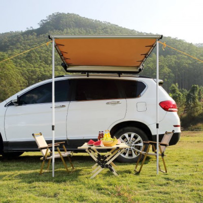 VEVOR Toldo Retráctil para Coche 2x2,5 m Toldo Lateral para Coche PU3000 mm UV50+ Resistente al Sol/Agua/Viento con Bolsa de Almacenamiento Toldo Lateral/Trasero para Camiones Furgonetas Autocaravanas