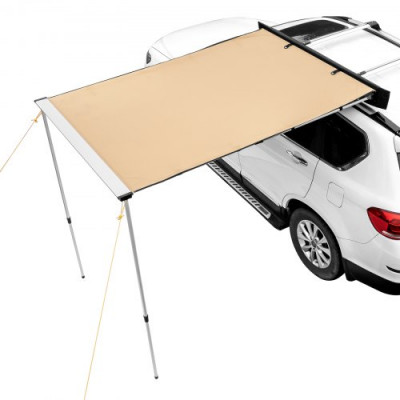 VEVOR Toldo Retráctil para Coche 2x2,5 m Toldo Lateral para Coche PU3000 mm UV50+ Resistente al Sol/Agua/Viento con Bolsa de Almacenamiento Toldo Lateral/Trasero para Camiones Furgonetas Autocaravanas