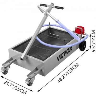 Bandeja de drenaje de aceite de perfil bajo VEVOR Bandeja de drenaje para camión de 15 galones con ruedas para manguera de bomba