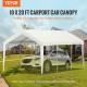 Koop x 6 m carport vervangende luifelafdekking wit 3-laags PE-stof autogaragetent autotent uv-autoluifel voor voertuigen en buitenactiviteiten