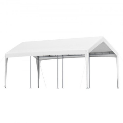 Cubierta de Toldo de Repuesto para Cochera de 3 x 6 m Carpa Garaje para Coche de Tela PE de 3 Capas Blanco Carpa para Automóvil Toldo de Coche Anti-UV para Vehículos y Actividades al Aire Libre