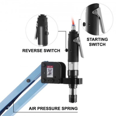 Máquina de Roscado Neumática M3 - M12 Máquina de Brazo Roscado 1000 mm en Radio Universal Tornillo de Máquina Tapping para Maquinaria Industria de Fabricación Brazo Plegable para Máquina de 360°