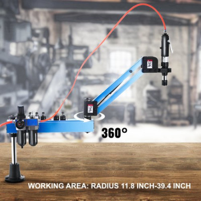 Máquina de Roscado Neumática M3 - M12 Máquina de Brazo Roscado 1000 mm en Radio Universal Tornillo de Máquina Tapping para Maquinaria Industria de Fabricación Brazo Plegable para Máquina de 360°