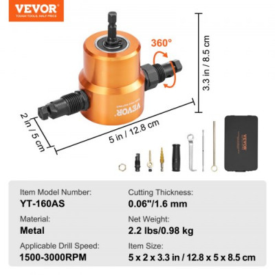 VEVOR Cortador de hojas de doble cabezal, accesorio de taladro eléctrico