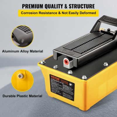 VEVOR Bomba Hidráulica de Pie 10000psi, Bomba Neumática Hidráulica con Manguera 200mm y Pistola Rociadora, Capacidad 2.3L Bomba Hidráulica de Aire Control de Pedal Simple para Maquinari