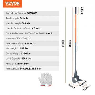 VEVOR Herramienta de desmontaje de tablero extractor de paletas, 137,2 cm, 907kg