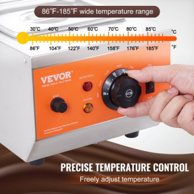 VEVOR Temperador de Chocolate Comercial 800W Baño María Eléctrico 2 x 1,5 L Fundidor de Chocolate Temperatura Ajustable 30-85°C Acero Inoxidable Grado Alimenticio para Calentar Mantequilla Crema Leche