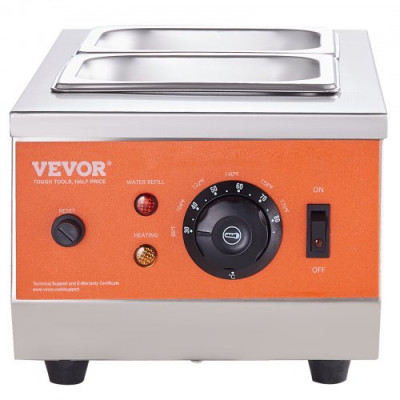 VEVOR Temperador de Chocolate Comercial 800W Baño María Eléctrico 2 x 1,5 L Fundidor de Chocolate Temperatura Ajustable 30-85°C Acero Inoxidable Grado Alimenticio para Calentar Mantequilla Crema Leche