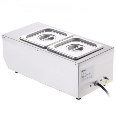 VEVOR Temperador de Chocolate Comercial 800W Baño María Eléctrico 2 x 1,5 L Fundidor de Chocolate Temperatura Ajustable 30-85°C Acero Inoxidable Grado Alimenticio para Calentar Mantequilla Crema Leche