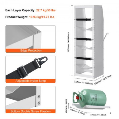 VEVOR Soporte para tanque de refrigerante, con 3 tanques de botellas de 30-50 lb, soporte para tanque de cilindro de 14,64 x 13,97 x 46,06 pulgadas, soporte para cilindro de refrigerante, bastidores