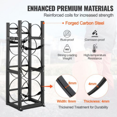VEVOR Botellero de Gas Capacidad 2x13,6 kg y 3 Otros Pequeños Portacilindros de Refrigerante 32,5x33x92,8 cm Estantería de Almacenamiento de Acero para Freón, Gas, Oxígeno, Nitrógeno, Refrigerante