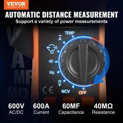 Pinza Amperimétrica Digital Multímetro RMS AC DC Volt Amp NCV Measurement