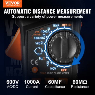 Pinza Amperimétrica Digital Multímetro Digital TRMS 5999 Puntos 1000 A Voltaje AC/DC Corriente Resistencia Diodos Continuidad Almacenamiento de Datos NCV para Electrodomésticos Mantenimiento