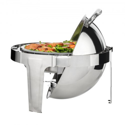 VEVOR Juego de 2 Calientaplatos Redondos de 5,5 L Cada Uno Calentador de Acero Inoxidable para Buffet Recipiente para Mantener Comida Caliente Tapa Enrollable para Autoservicio Buffet Hostelería