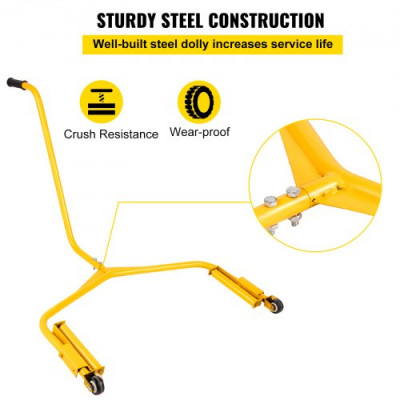 VEVOR Carro de Montaje de Ruedas con Capacidad de 204 kg, Carro Dos Ruedas Neumáticas Longitud del Rodillo 20 cm, Remolque de Camión Utensilio RV Campista Barco Mano Ruedas Neumáticas, Material Metal