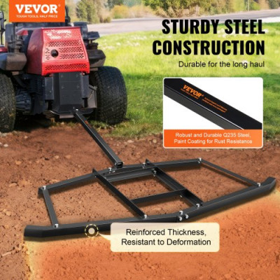 VEVOR Rastrillo Nivelador de Césped de Caminos de Entrada 1720 mm Nivelador de Tierras Agrícolas de Acero Q235 Barra Ajustable Herramienta de Nivelación para ATV, UTV, Tractor de Césped de Jardín