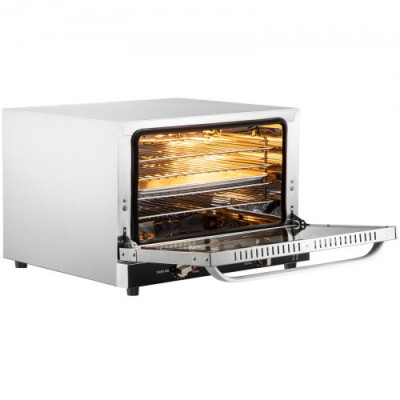 Horno de Convección Eléctrico 47 L 1600 W Horno Sobremesa 58 x 55 x 40 cm, Acero Inoxidable y Vidrio Templado, Horno Eléctrico Multifunción de Sobremesa 65-250 ℃ con 4 Estantes para Cafeterías