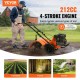 Buy 212CC 4-Stroke Gasoline Engine Thermal Tiller with 4 Adjustable Steel Rear Tines Wheels Soil Cultivator Easy Installation for Vegetable Gardens Farmland