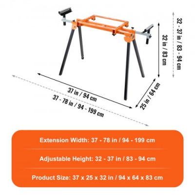 Soporte para Sierra Ingletadora Ancho 94-199 cm con Soportes de Montaje