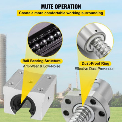 Guia Lineal Riel Lineal Sbr20 3 Husillos De Bolas Rm1605-350/650/1050mm Bk/bf 12 Kit Cnc