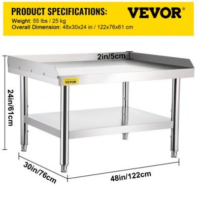 VEVOR Mesa de acero inoxidable para preparación y trabajo, soporte para equipos