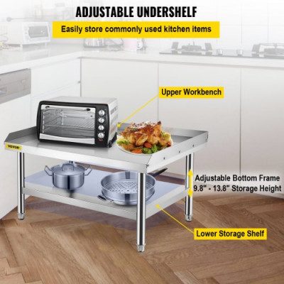 Mesa de acero inoxidable VEVOR para preparación y trabajo, soporte para equipos de cocina de 60