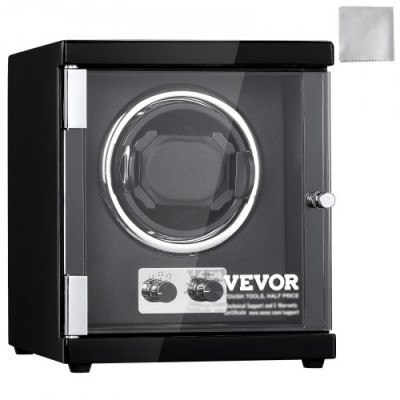 VEVOR Enrollador Automático de Relojes 1 Caja de Reloj para Relojes Automáticos con Motor Mabuchi Japonés Silencioso 5 Modos de Cuerda en Panel de Alta Densidad y LED Azul Acrílico Uso Doméstico