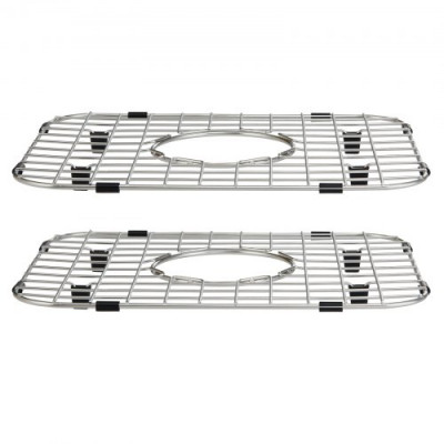 VEVOR Rejilla Inferior del Fregadero 2 Piezas 34,8x29,5x2,54 cm Alfombrilla para Fregadero de Cocina de Acero Inoxidable 304 Drenaje Centrado R50 Radio de Esquina Accesorio para Fregadero