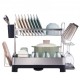 Buy 2 Tier Over Sink Dish Drainer Stainless Steel and PP Dish Drying Rack 42x32x38.5cm with Drain Tray Removable Utensil Holder 360° Spout