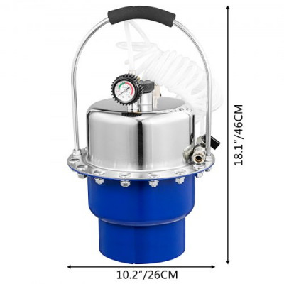 Purgador de Frenos, 10-40 PSI Sangrador Líquido Frenos 5 L Purgador Frenos 17,53 cm x 5,99 mm Purgado de Líquido de Embrague y Freno Purgador de Frenos para Purgar Sistemas de Frenos y Embrague