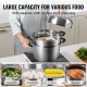 Buy 28cm Stainless Steel Steamer Pot with 8L Pot Food Steamer with Glass Lid 1 Basket 2 Steam Trays 3 Tiers with 1 Pair of Insulated Gloves for Steaming