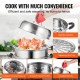 Buy 28cm Stainless Steel Steamer Pot with 8L Pot Food Steamer with Glass Lid 1 Basket 2 Steam Trays 3 Tiers with 1 Pair of Insulated Gloves for Steaming