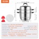 Buy 28cm Stainless Steel Steamer Pot with 8L Pot Food Steamer with Glass Lid 1 Basket 2 Steam Trays 3 Tiers with 1 Pair of Insulated Gloves for Steaming