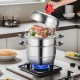 Buy 28cm Stainless Steel Steamer Pot with 8L Pot Food Steamer with Glass Lid 1 Basket 2 Steam Trays 3 Tiers with 1 Pair of Insulated Gloves for Steaming