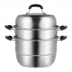 Buy 28cm Stainless Steel Steamer Pot with 8L Pot Food Steamer with Glass Lid 1 Basket 2 Steam Trays 3 Tiers with 1 Pair of Insulated Gloves for Steaming